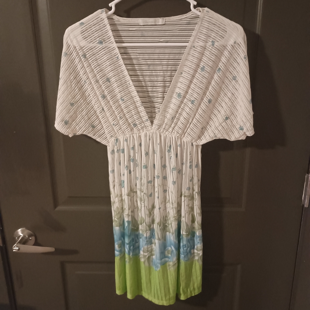 White and Green Floral Dress